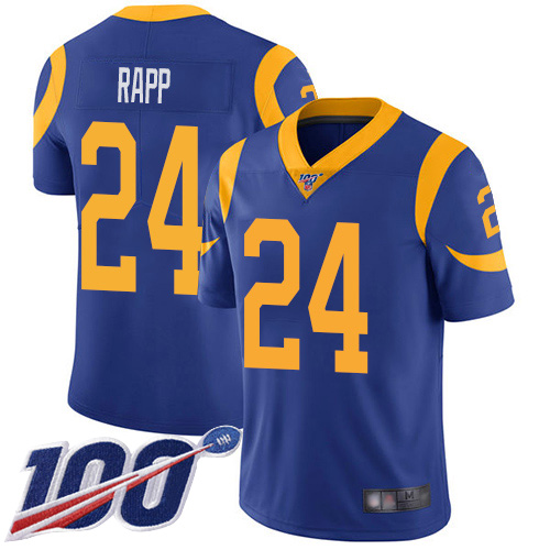 Los Angeles Rams Limited Royal Blue Men Taylor Rapp Alternate Jersey NFL Football 24 100th Season Vapor Untouchable
